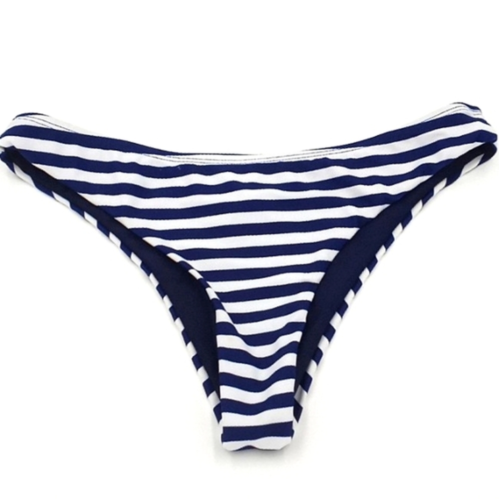 Cupshe‎ Navy Striped Cheeky Bikini Bottoms S
